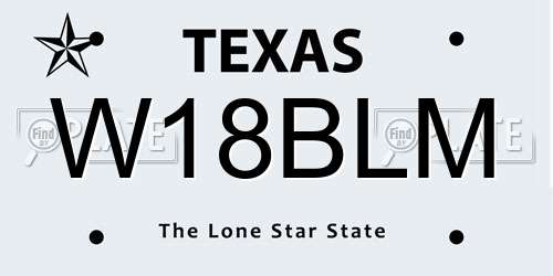 W18BLM Texas License Plate