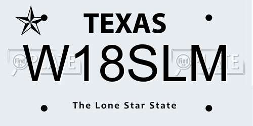 W18SLM Texas License Plate