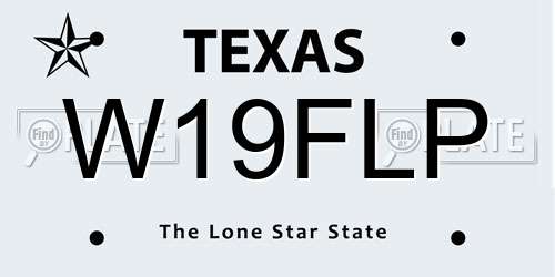 W19FLP Texas License Plate