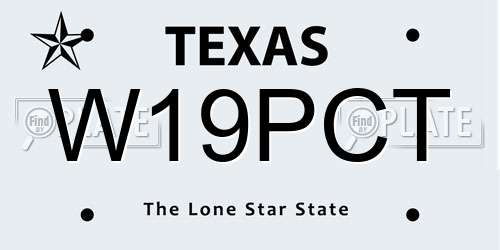 W19PCT Texas License Plate