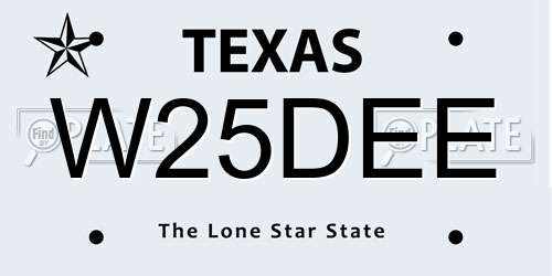 W25DEE Texas License Plate