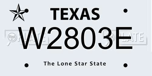 W2803E Texas License Plate