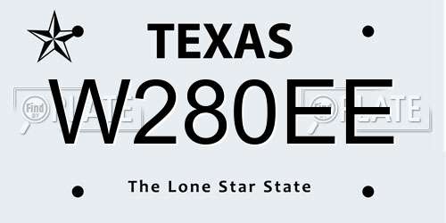 W280EE Texas License Plate