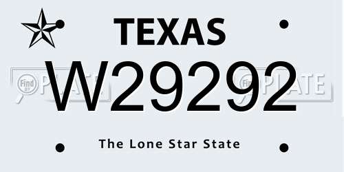 W29292 Texas License Plate