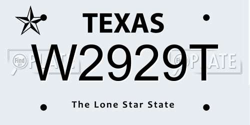 W2929T Texas License Plate