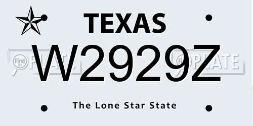 W2929Z Texas License Plate