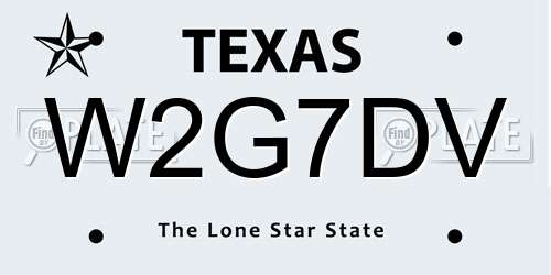 W2G7DV Texas License Plate