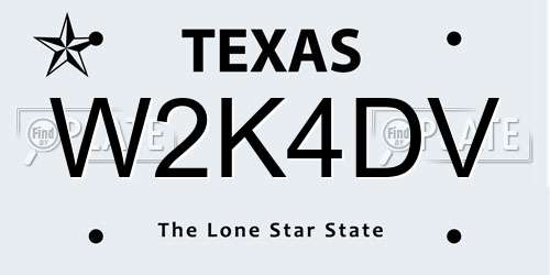 W2K4DV Texas License Plate