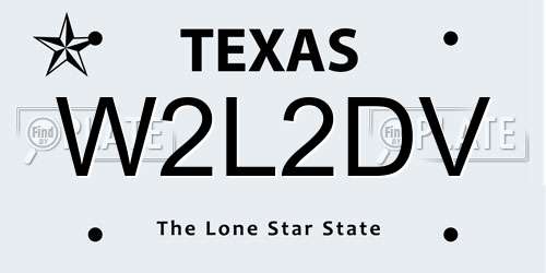 W2L2DV Texas License Plate