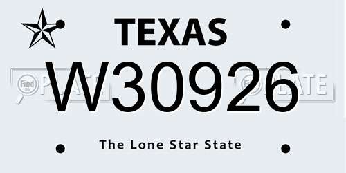 W30926 Texas License Plate