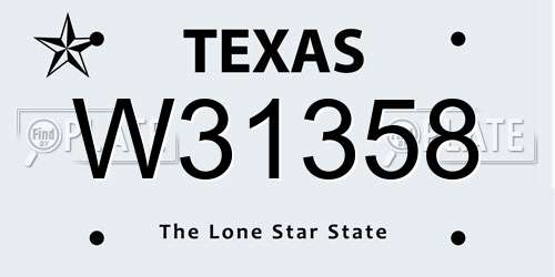 W31358 Texas License Plate