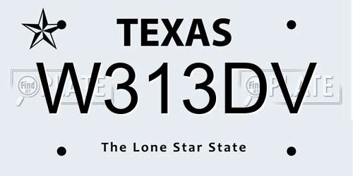 W313DV Texas License Plate