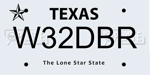 W32DBR Texas License Plate