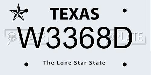 W3368D Texas License Plate