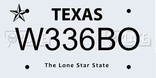 W336BO Texas License Plate
