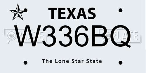 W336BQ Texas License Plate