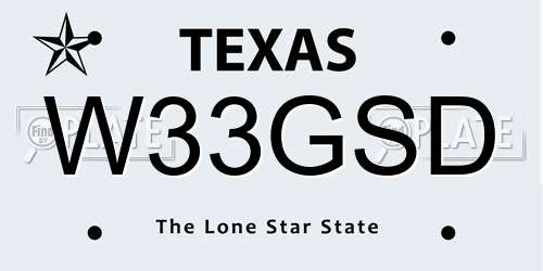 W33GSD Texas License Plate