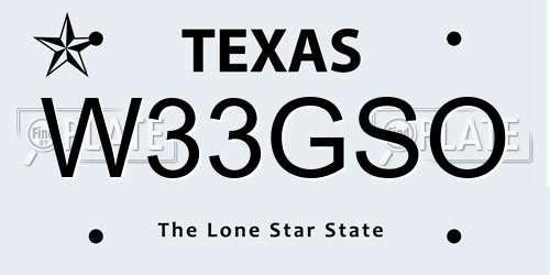 W33GSO Texas License Plate