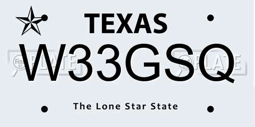 W33GSQ Texas License Plate