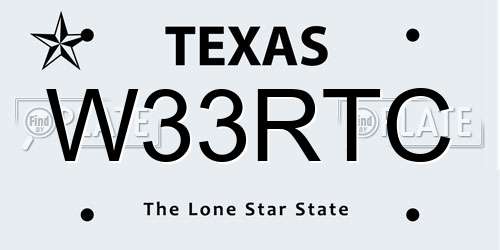 W33RTC Texas License Plate