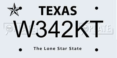 W342KT Texas License Plate