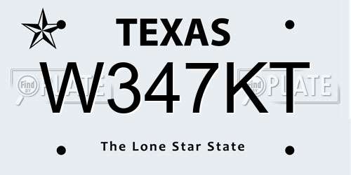 W347KT Texas License Plate