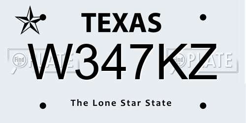 W347KZ Texas License Plate