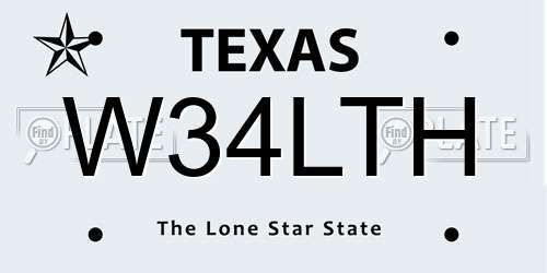 W34LTH Texas License Plate