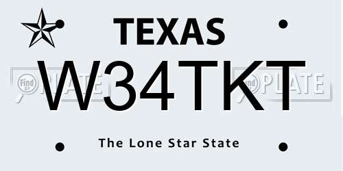 W34TKT Texas License Plate