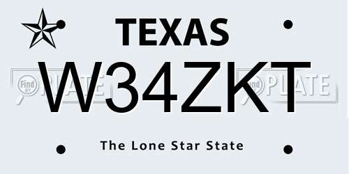 W34ZKT Texas License Plate
