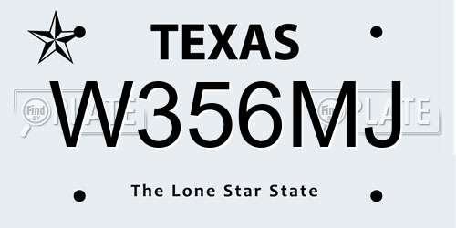 W356MJ Texas License Plate