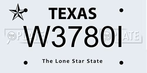 W3780I Texas License Plate