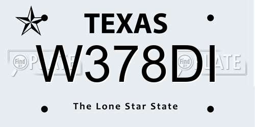 W378DI Texas License Plate