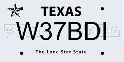 W37BDI Texas License Plate