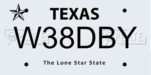 W38DBY Texas License Plate
