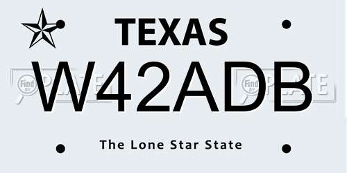W42ADB Texas License Plate