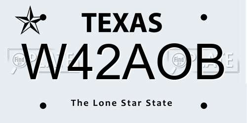 W42AOB Texas License Plate