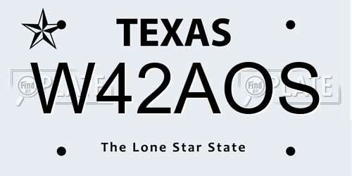W42AOS Texas License Plate