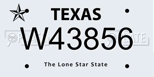 W43856 Texas License Plate