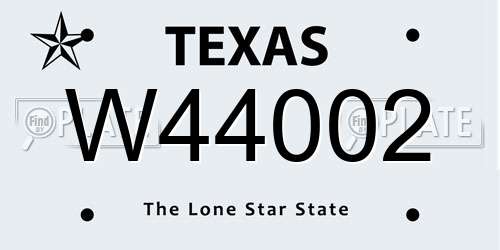 W44002 Texas License Plate