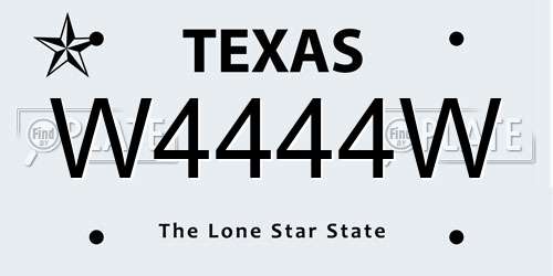 W4444W Texas License Plate