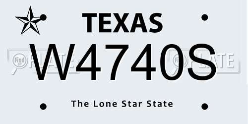 W4740S Texas License Plate