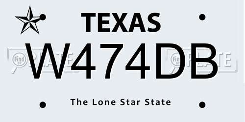 W474DB Texas License Plate