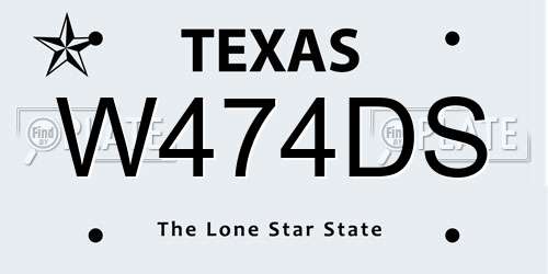 W474DS Texas License Plate