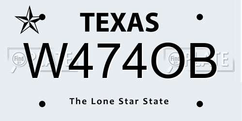 W474OB Texas License Plate