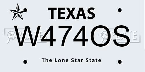 W474OS Texas License Plate