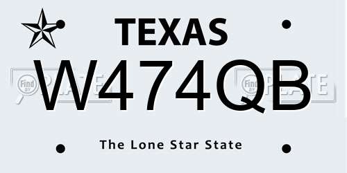 W474QB Texas License Plate