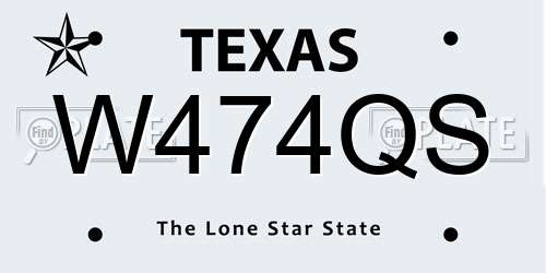 W474QS Texas License Plate