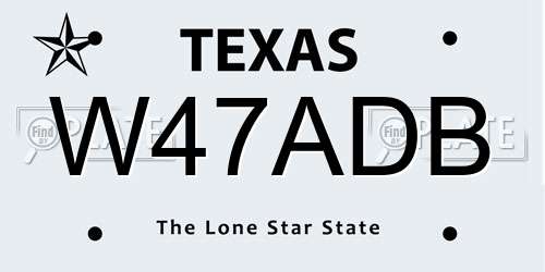 W47ADB Texas License Plate