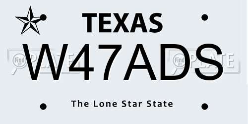 W47ADS Texas License Plate